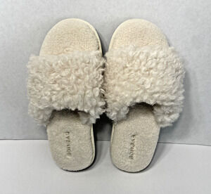 Bombas Sunday Slipper Faux-Fur Sherpa Slip-On Mule Cream Size 6 Wide